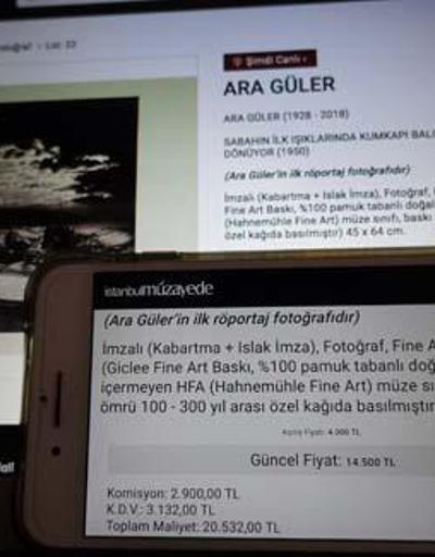 Ara Gülerin ilk röportaj fotoğrafı 20 bin 532 liraya satıldı