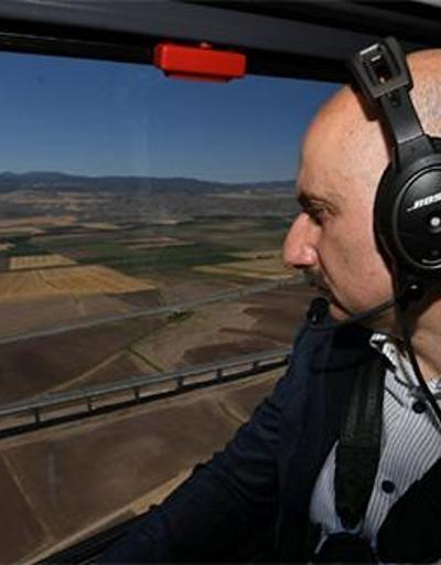 Karaismailoğlu, Ankara-Sivas YHT Projesini helikopter ile havadan inceledi