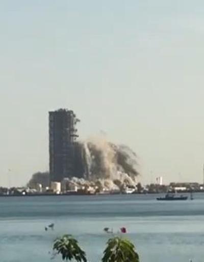 Abu Dabi’deki 144 katlı gökdelen böyle yıkıldı | Video