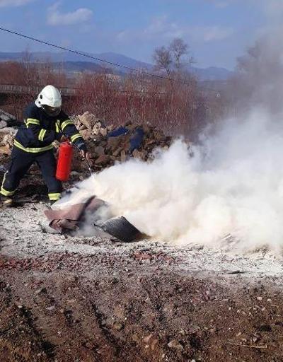 Hisarcık itfaiye personeline yangın eğitimi