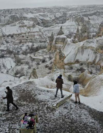 Kapadokya’da kar beyaz güzellik