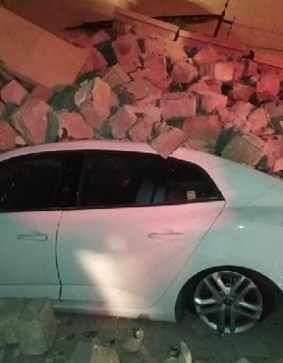 Nevşehirde istinat duvarı çöktü, 3 otomobilde hasar oluştu