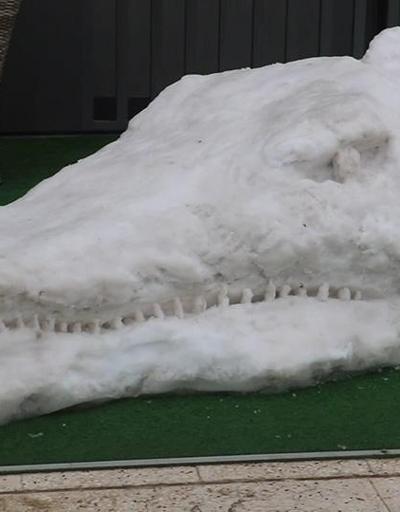 11 metre uzunluğunda kardan timsah yaptılar