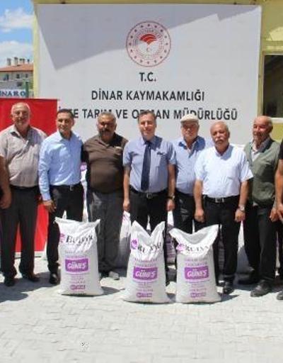 Dinarda çiftçilere karabuğday tohumu dağıtıldı