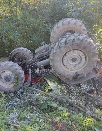 Kontrolden çıkan traktör devrildi: 3 yaralı
