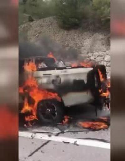 Sinopta alev alan kamyonet yandı