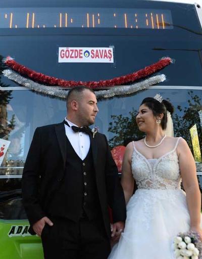 Belediye otobüsü şoförü çiftten ilginç evlilik: Belediye otobüsünü düğün arabası yaptılar