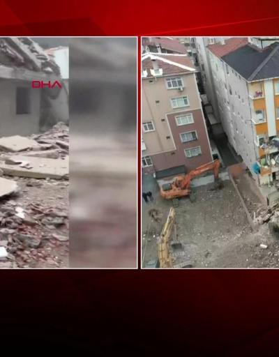 İstanbulda yıkımı yapılan binada çökme meydana geldi