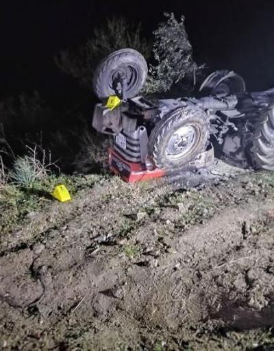 Şarampole devrilip, alev alan traktörün altında kalan çifti, öldü
