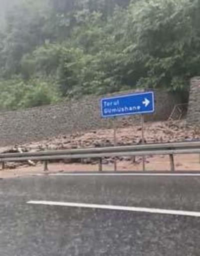 Trabzon-Gümüşhane karayolu yolu sel sularının getirdiği taş ve çamur nedeniyle ulaşıma kapandı