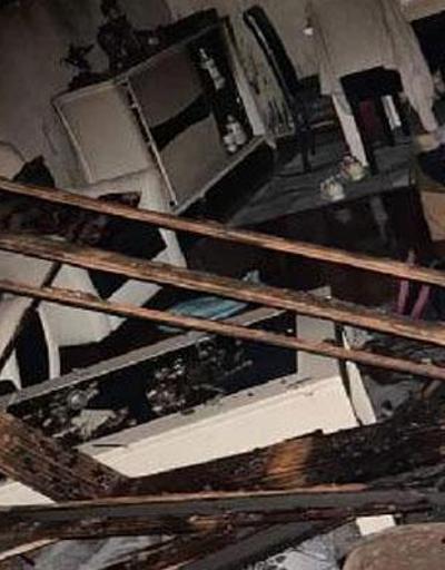 Apartmanın çatısına düşen yıldırım daireyi yaktı