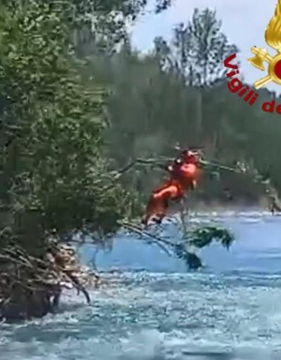 İtalya’da nehre düşen kadın, helikopterle kurtarıldı