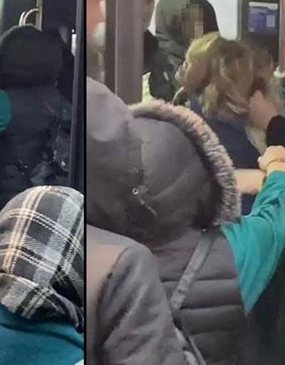 Kartalda otobüste 2 kadın birbirine girdi