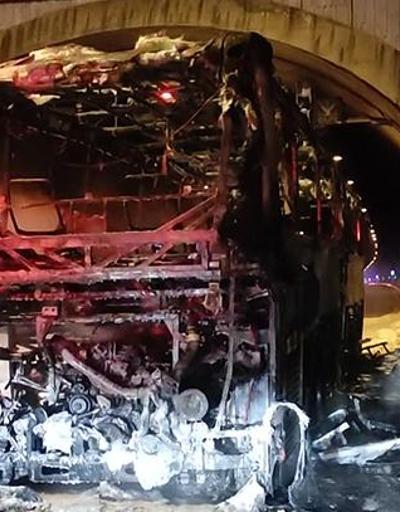 Orhangazi Tünelinde otobüs yangını: 16 kişi hastaneye kaldırıldı