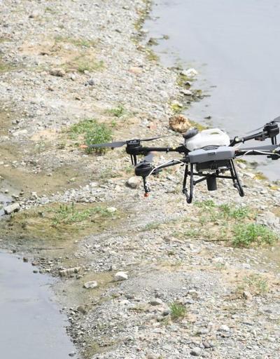 Samsun Büyükşehir’den derelerde drone ile ilaçlama çalışması