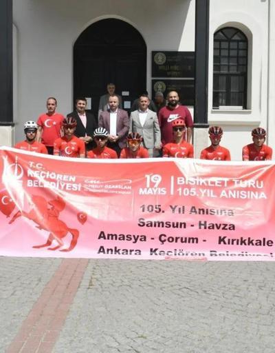 Ankaraya bayrak ve toprak taşıyan 19 Mayıs Bisiklet Turu Amasya’dan geçti