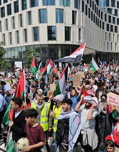 Brüksel’de binler Filistinliler için yürüdü: Hepimiz Gazzenin çocuklarıyız