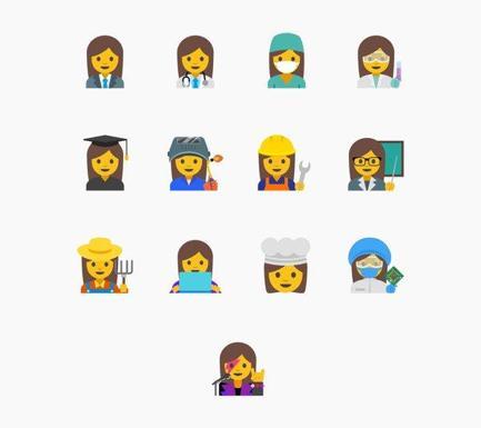 Googledan çalışan kadın emojisi