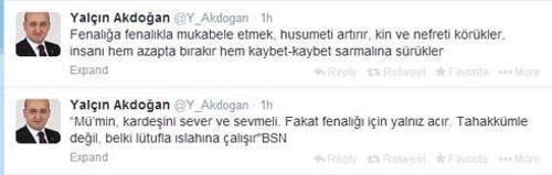 Yalçın Akdoğandan Twitter mesajı
