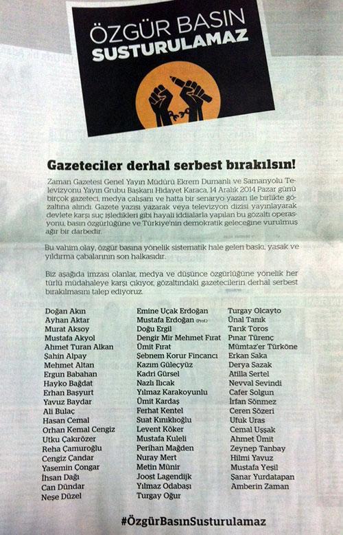 Gazetecilerden ilan: Özgür Basın Susturulamaz