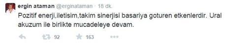 Topsakalın istifasının ardından Ergin Atamandan tweet
