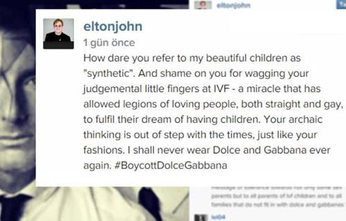 Elton Johndan Dolce&Gabbanaya boykot