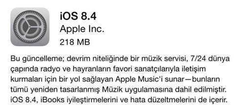 iOS 8.4 güncelleştirmesi çıktı