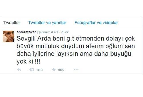 Ahmet Çakardan sosyal medyayı sallayan Arda Turan tweeti