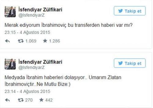 Fenerbahçeli yöneticiden tepki gören İbrahimoviç tweeti