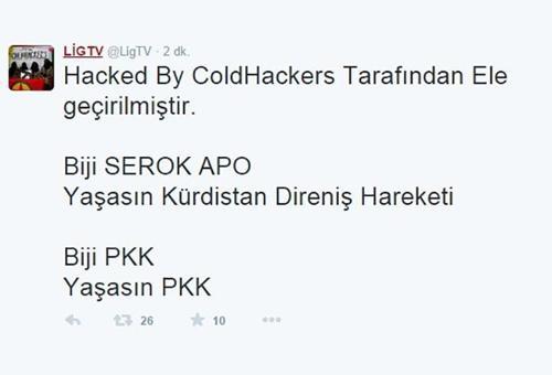 PKKlı hackerlar Lig TVnin Twitter hesabını hackledi
