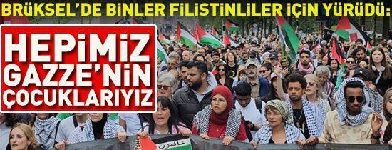 Brüksel’de binler Filistinliler için yürüdü