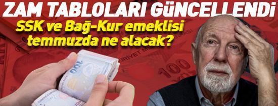 SON DAKİKA EMEKLİ HABERİ | Zam tabloları güncellendi: SSK ve Bağ-Kur emeklisi temmuzda ne alacak