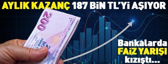 MEVDUAT FAİZİ | Bankalarda faiz yarışı kızıştı Aylık kazanç 187 bin TL’yi aşıyor