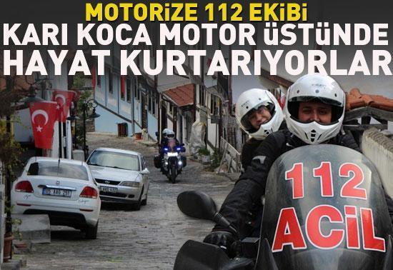 Evli çift motosiklet ambulansla hayat kurtarıyor