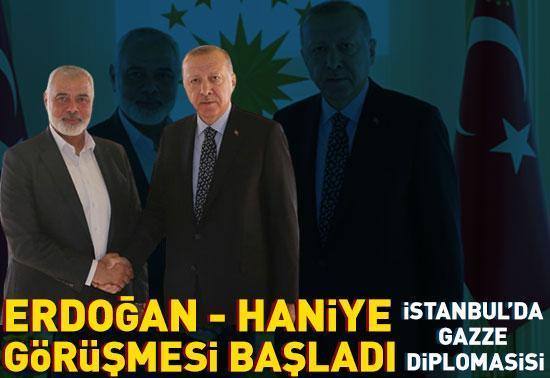 Cumhurbaşkanı Erdoğan, İsmail Haniyeyi kabul ediyor