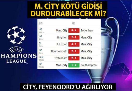 Manchester City Feyenoord maçı hangi kanalda Şampiyonlar Ligi M. City Feyenoord maçı saat kaçta