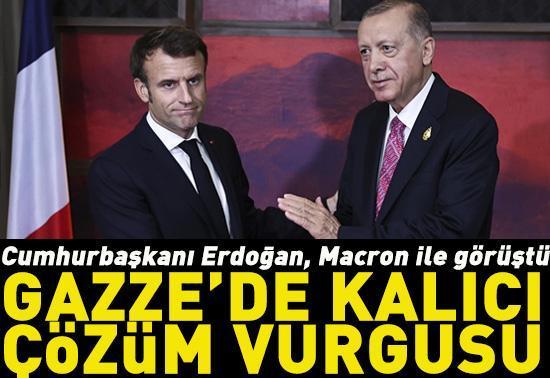 Cumhurbaşkanı Erdoğan, Macron ile görüştü