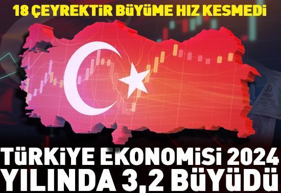 SON DAKİKA HABERİ | Türkiye ekonomisi 2024te yüzde 3,2 büyüdü