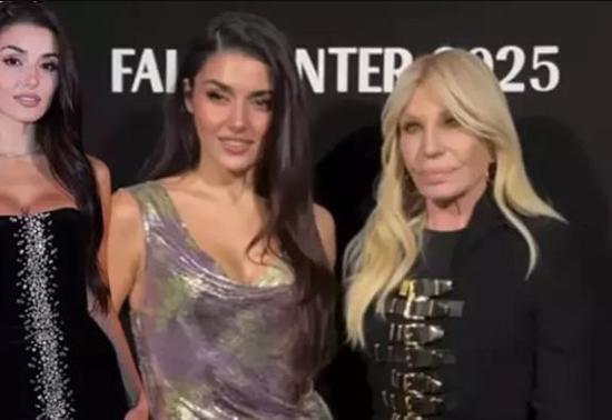 Hande Erçel Milanoda Donatella Versace ile yan yana