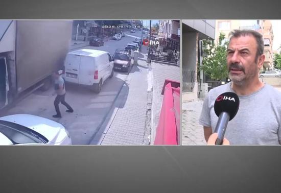 Geri giden kamyonete atladı, faciayı önledi