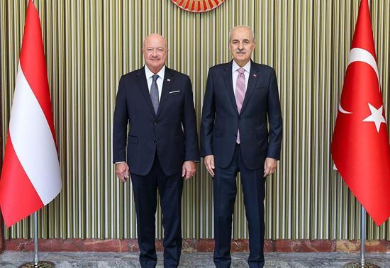 TBMM Başkanı Kurtulmuş, Avusturya Federal Şansölyesi Stocker ile bir araya geldi