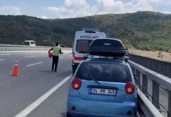 Beykoz'da Kuzey Marmara Otoyolu'nda kaza! Otomobil otobüse çarptı