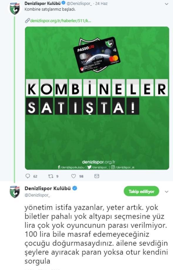 Denizlispor o tweetle ilgili açıklama yaptı