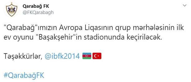 Karabağ, Avrupa maçlarını İstanbul’da oynayacak