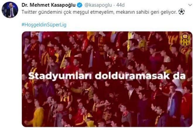 Bakan Kasapoğlu’ndan Süper Lig için paylaşım