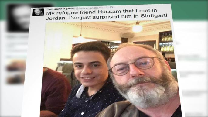 Ünlü aktör Liam Cunninghamdan mülteci arkadaşına sürpriz