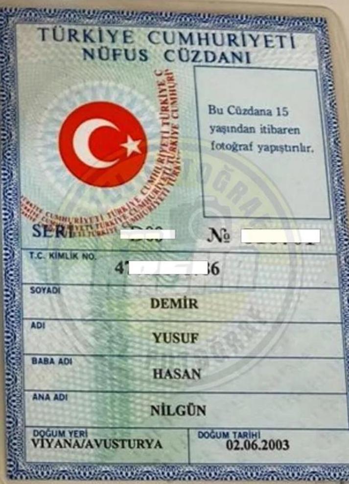 Yusuf Demirin nüfus cüzdanı ortaya çıktı Türkiye Cumhuriyeti vatandaşlığı iptal edildi