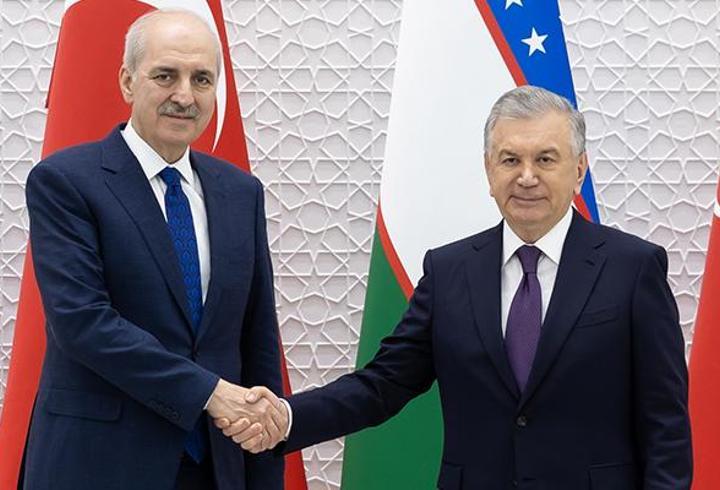 TBMM Başkanı Kurtulmuş Özbekistan Cumhurbaşkanıyla görüştü