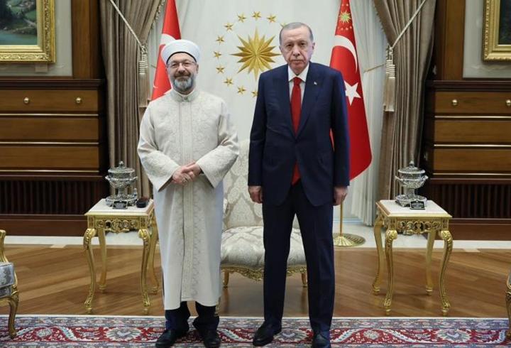 Erdoğan, Diyanet İşleri Başkanı Erbaş’ı kabul etti