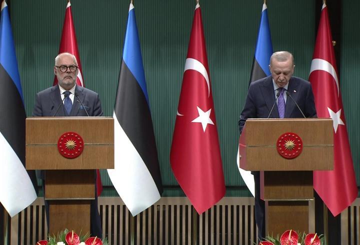 Estonya Cumhurbaşkanı Ankara'da: Cumhurbaşkanı Erdoğan ve Karis'ten ortak basın toplantısı